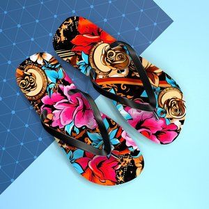 Floral Flip-Flops, Wildflowers Slippers, Luxury Style, Gift For Her, Summer Slip